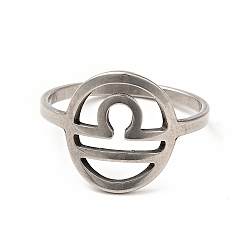 Нержавеющая Сталь Цвет 201 кольцо на палец созвездия весов из нержавеющей стали для женщин, цвет нержавеющей стали, размер США 7 (17.3 мм)