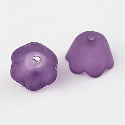 Фиолетовый Фиолетовые прозрачные матовые колпачки для бусин из акрила в виде цветка тюльпана, ландыш, шириной 10 мм , толщиной 6 мм , отверстие: 1.5 мм