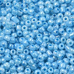 Бледно-бирюзовый 6/0 стакан бисер, Цейлон, круглые, бледные бирюзовая, 4 мм, отверстие : 1.5 мм, Около 1000 шт / 100 г