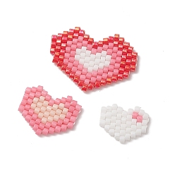 Mixed Color 3Pcs 3 Style Handmade MIYUKI Japanese Seed Beads, Loom Pattern, Heart, Mixed Color, 10~18x12~23x2mm, 1Pc/style