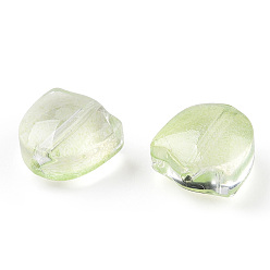 Pale Green Spray Painted Transparent Glass Beads, Tulip Flower, Pale Green, 9x9x5.5mm, Hole: 1mm