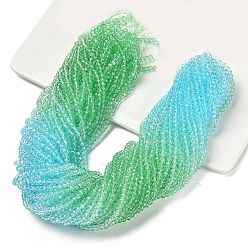 Разноцветный Прозрачные окрашенные стеклянные бусины, граненые, рондель, красочный, 3.7x3.2 мм, отверстие : 0.7 мм, около 105 шт / нитка, 16.54'' (42 см)