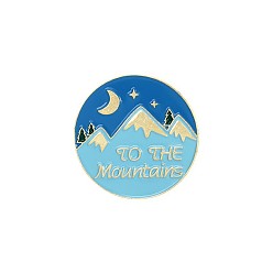 xz2953 Starry Night Landscape Enamel Pin Set with Mountains, Rivers and Oceans - Alloy Badge Accessory