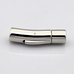 Stainless Steel Color Column 304 Stainless Steel Bayonet Clasps, Stainless Steel Color, 28x6mm, Hole: 4mm