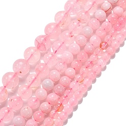 Quartz Rose Naturel a augmenté perles de quartz brins, ronde, 4~12mm, Trou: 0.8~1.2mm, environ 15 pouces ~ 15.5 pouces
