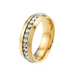 Light Gold Bague plate en strass cristal, 201 bijoux en acier inoxydable pour femmes, or et de lumière, diamètre intérieur: 17 mm