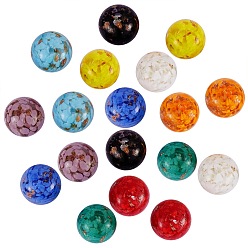 Mixed Color 18Pcs 9 Colors Handmade Gold Sand Lampwork Beads, Inner Flower, Round, Mixed Color, 20x19mm, Hole: 2mm, 2pcs/color