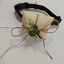 Old Lace Plastic Artificial Leaf & Velvet Dog Ring Bearer, Wedding Ring Pillows with Alloy Clasp, Old Lace, 190x80mm