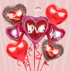 Colorful Aluminum Film Valentine's Day Theme Balloons Set, for Party Festival Home Decorations, Heart with Word I Love You, Colorful, 570x500mm; 