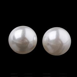 Seashell Color Eco-Friendly Plastic Imitation Pearl Beads, High Luster, Grade A, No Hole Beads, Round, Seashell Color, 8mm