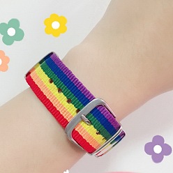 BR22Y0257 Colorful Rainbow Bracelet with Fashionable Clasp for Women - Canvas Wristband