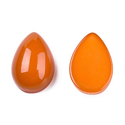 Orange Red Opaque Resin Cabochons, Imitation Jade, Teardrop, Orange Red, 12x8x4.5mm