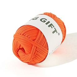 Orange Polyester Cloth Yarn, For Hand Knitting Thick Thread, Crochet Cloth Yarn, Orange, 5mm, about 32.81 Yards(30m)/Skein