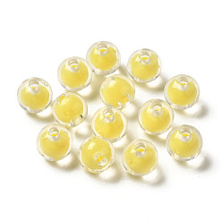 Yellow Transparent Acrylic Beads, Bead in Bead, Round, Yellow, 7.5x7mm, Hole: 2mm, about: 2083pcs/500g