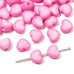 Hot Pink Acrylic Bicolor Heart Beads, for DIY Bracelet Necklace Handmade Jewelry Accessories, Hot Pink, 8x7mm, Hole: 2mm
