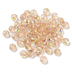 PapayaWhip Electroplate Glass Beads, Rondelle, PapayaWhip, 6x4mm, Hole: 1.4mm, 100pcs/bag