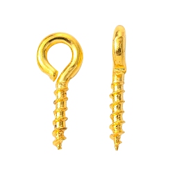 Golden Iron Screw Eye Pin Peg Bails, For Half Drilled Beads, Golden, about 10mm long, 4mm wide, 1mm thick, hole: 2mm