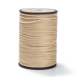 PeachPuff Round Waxed Polyester Thread String, Micro Macrame Cord, Twisted Cord, for Leather Sewing Stitching, PeachPuff, 0.65mm, about 87.48 yards(80m)/roll