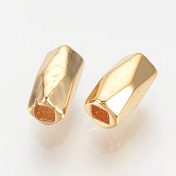 Real 18K Gold Plated Brass Spacer Beads, Nickel Free, Real 18K Gold Plated, Faceted Barrel, 6x3.5x3.5mm, Hole: 1.5mm