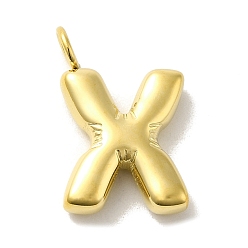 Letter X 304 Stainless Steel Pendants, Real 14K Gold Plated, Letter Charm, Letter X, 24x15x5mm, Hole: 4mm