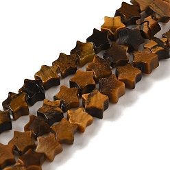 Tiger Eye Natural Tiger Eye Beads Strands, Star, 4x4.5x2mm, Hole: 0.8mm, about 102pcs/strand, 15.35 inch(39cm)
