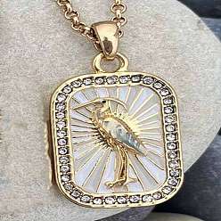 Белый Летняя пляжная латунь pvace, прозрачная цепочка с кубическим цирконием, цепочка-роло, морская птица, прямоугольный кулон, ожерелья с эмалью для женщин, золотые, белые, 16.14~19.69 дюйм (41~50 см)