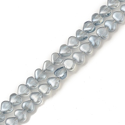 Light Steel Blue Electroplate Transparent Glass Beads Strands, Pearl Luster Plated, Heart, Light Steel Blue, 6x6.5x4mm, Hole: 0.8mm, about 113pcs/strand, 24.41 inch(62cm)
