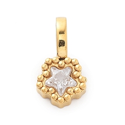 Кристалл 304 прелести нержавеющей стали, со стразами, ионное покрытие (ip), звезда, реальный 14 k позолоченный, кристалл, 12x6.5x4 мм, отверстие : 4.5x3 мм