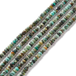 African Turquoise(Jasper) Natural African Turquoise(Jasper) Beads Strands, Faceted, Rondelle, 3x2mm, Hole: 0.6mm, about 191pcs/strand, 15.55 inch(39.5cm)