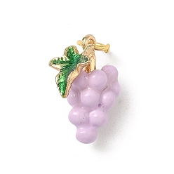 Grape Brass Enamel Pendants, Fruit Charms, Rack Plating, Long-Lasting Plated, with Jump Ring, Golden, Grape, 18.5x12x9mm