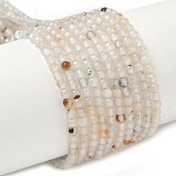 Белый Природный агат бисер нитей, граненые, круглые, окрашенная и подогревом, белые, 3 мм, отверстие : 0.8 мм, около 122 шт / нитка, 14.49'' (36.8 см)