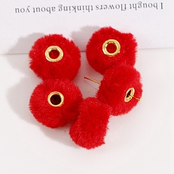Rouge Perles en tissu en peluche, avec âmes métalliques, rondelle, rouge, 20x12mm