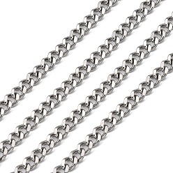 Stainless Steel Color 304 Stainless Steel Twist Chains, Faceted, Unwelded, Stainless Steel Color, 5.5x4.5x1.2mm
