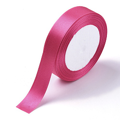 Deep Pink Single Face Solid Color Satin Ribbon, for Gift Packaging, Party Decoration, Deep Pink, 3/4 inch(18~20mm), about 25yards/roll(22.86m/roll), 10rolls/group