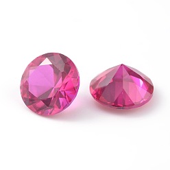 Deep Pink Red Corundum Diamond Shape Cubic Zirconia Cabochons, Faceted, Deep Pink, 1.5x2mm, about 1000pcs/bag