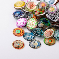 Mixed Color PandaHall Elite Printed Glass Cabochons, Half Round/Dome, Mixed Color, 14x5mm, 200pcs/box, Plastic Beads Container: 18.9x11.2x1.7cm