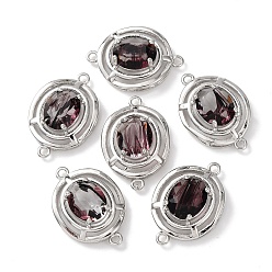 Фиолетовый Подвески из латуни со стеклянным креплением, овальные связи, платина, фиолетовые, 23x16x7 мм, отверстие : 1.4 мм