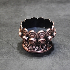 Red Copper Alloy Candle Holders, Flower, Red Copper, 4x3.5cm