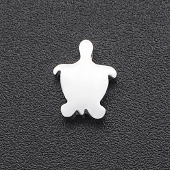 Stainless Steel Color 201 Stainless Steel Charms, for Simple Necklaces Making, Stamping Blank Tag, Laser Cut, Tortoise, Stainless Steel Color, 8x6x3mm, Hole: 1.8mm