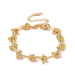 Golden 304 Stainless Steel Knot Link Chain Bracelet for Men Women, Golden, 7 inch(17.8cm)
