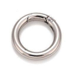 Stainless Steel Color Non-Tarnish 304 Stainless Steel Spring Gate Rings, for Keychain, Stainless Steel Color, 6 Gauge, 24x4mm