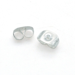 Silver 304 Stainless Steel Ear Nuts, Butterfly Earring Backs for Post Earrings, Silver, 6x4x3mm, Hole: 0.7mm
