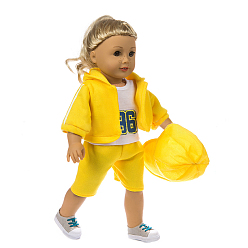 Yellow Cotton Doll Sweat Suit & Hat, Doll Clothes Outfits, Fit for American 18 inch Girl Dolls, Yellow, 310x235x140mm