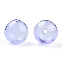 Lilas Perles de globe en verre borosilicaté soufflé transparent, ronde, pour diy souhait bouteille pendentif perles de verre, lilas, 18x17mm, Trou: 2mm