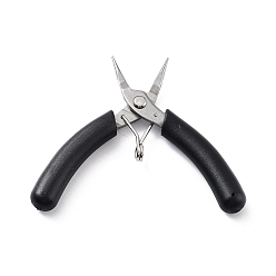 Black Stainless Steel Jewelry Pliers, Flat Nose Plier, with Plastic Handle & Jaw Cover, Black, 7.7x11.4x1.2cm