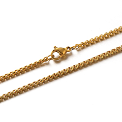 Golden 304 Stainless Steel Box Chain Necklaces, with Lobster Claw Clasps, Golden, 19.6 inch(49.8cm), 2mm