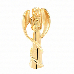 Golden Openable Stainless Steel Memorial Urn Ashes Pendants, Angel with Wing, Golden, 35x17mm