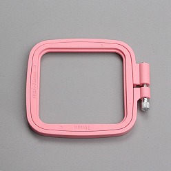 Hot Pink Rectangle Embroidery Hoops, Plastic Cross Stitch Hoop, for Embroidery and Cross Stitch, Hot Pink, 75x70mm