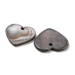 Black Natural Freshwater Shell Pendants, Dyed, Heart Charms, Black, 17~17.5x17.5~19.5x2mm, Hole: 1.6~2mm
