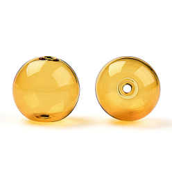 Verge D'or Perles de globe en verre borosilicaté soufflé transparent, ronde, pour diy souhait bouteille pendentif perles de verre, verge d'or, 18x17mm, Trou: 2mm